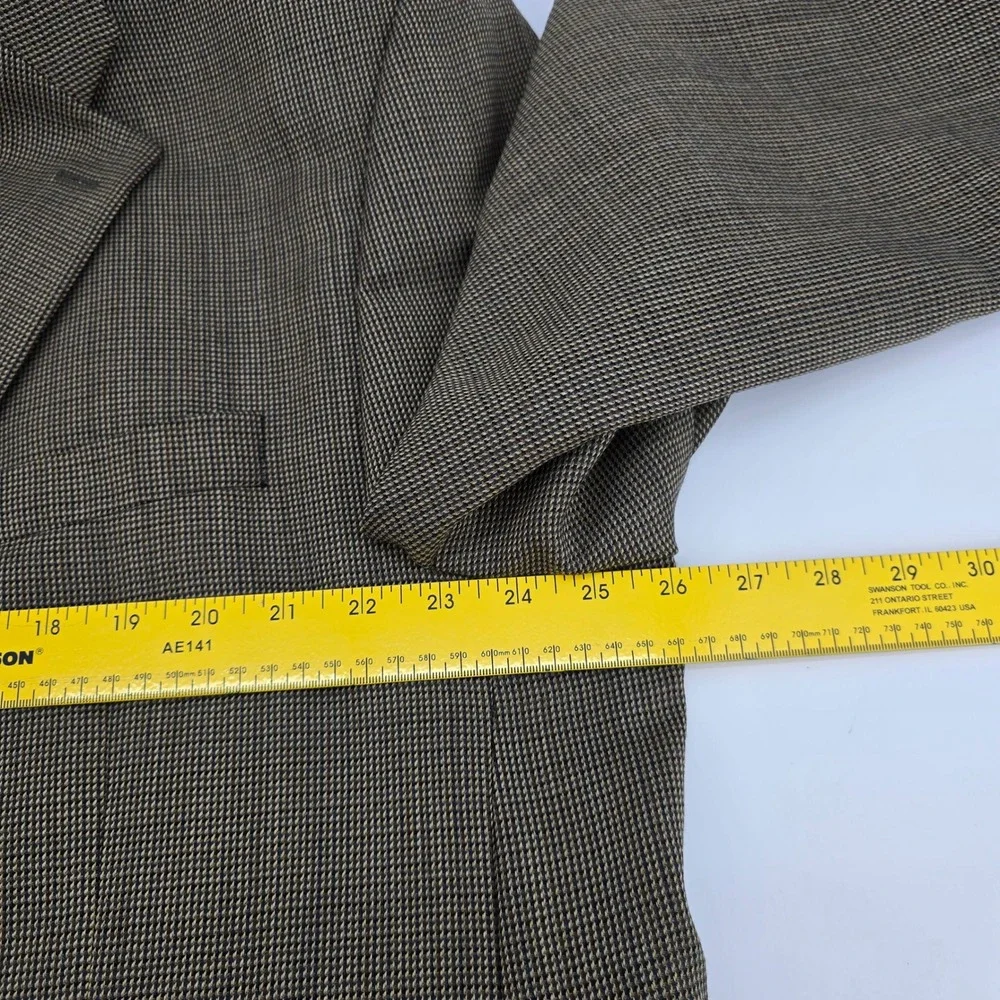 Lauren Ralph Lauren Blazer Mens Wool Micro Houndstooth Tan Olive 50L